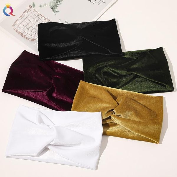 

donarsei vintage velvet cross headband for women fashion solid color elastic yoga turban bandage bandanas h jlltyl