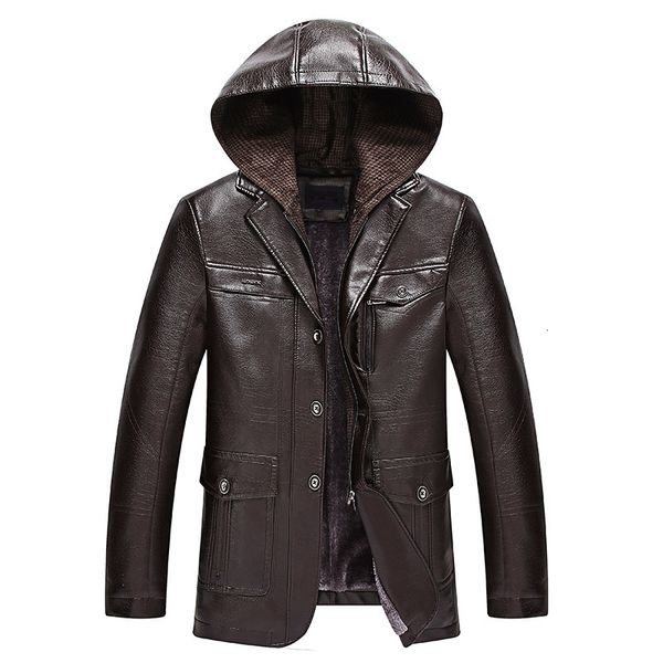 

men's jackets winter with hood, warm woolen jacket, casual jacket thicken leather or outerwear clothes 6xl 1c97, Black