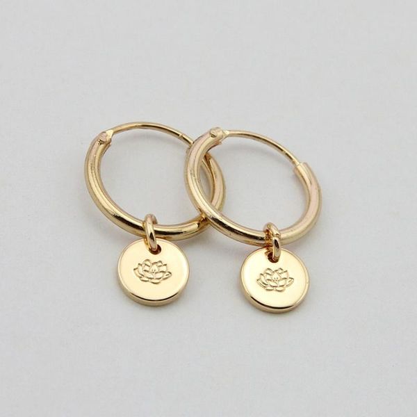 

hoop & huggie cute lotus flower earrings fashion jewelry birth for women girls gift, Golden;silver