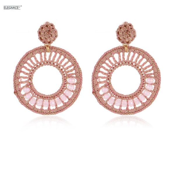 

dangle & chandelier elegance circle hollow earrings for women crochet drop boho crystal knitting jewelry daily gift wholesale, Silver