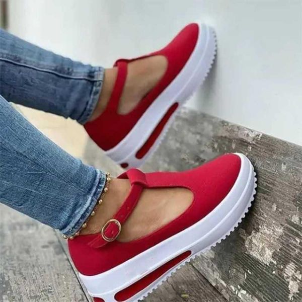 

sandals summer casual women shoes flock buckle strap woman sneakers female soild color platform wedge thick bottom flats, Black