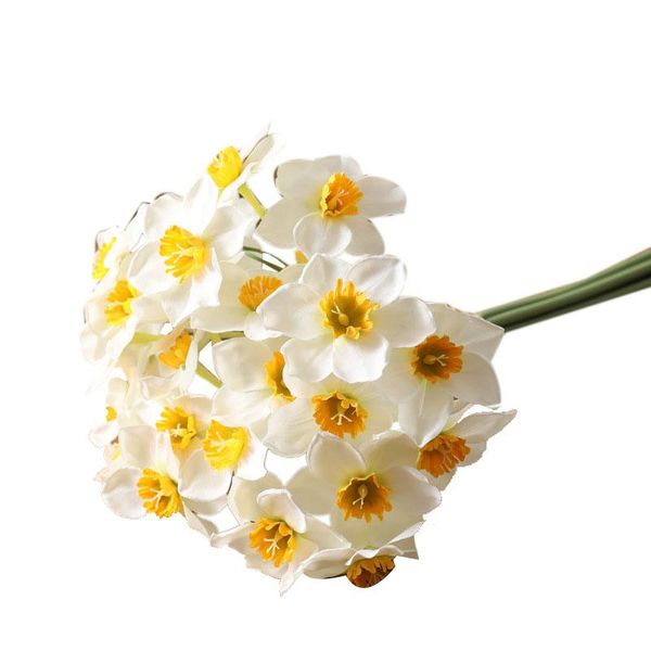 

decorative flowers & wreaths 6 heads artificial flower daffodil bouquet silk plants home decoration room wedding christmas party table decor