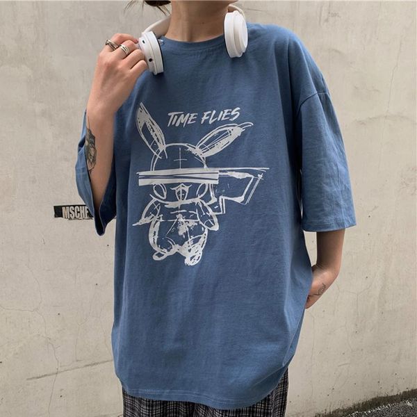 

women's t-shirt anime print t shirts women shirt harajuku funny cartoon mens chic plus size tee female streetwear 90s korean style, White