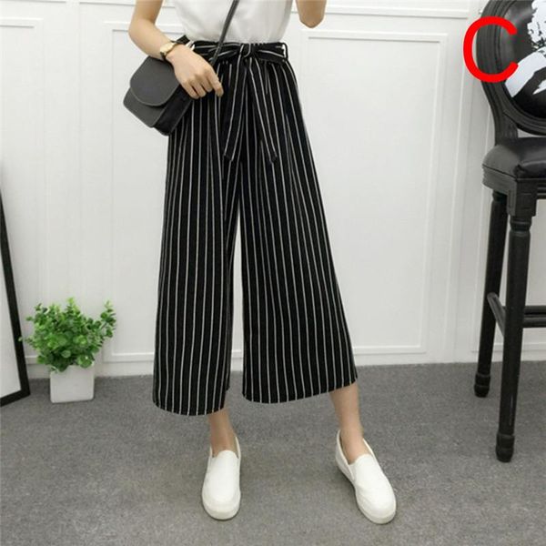 

women's pants & capris women fashion loose leg high waist summer casual ladies office spandex chiffon, Black;white