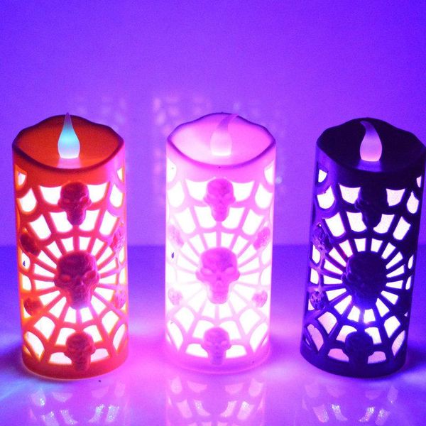 

12pcs halloween decoration pumpkin led light realistic flameless candle light colorful flash lamp for festival decoration
