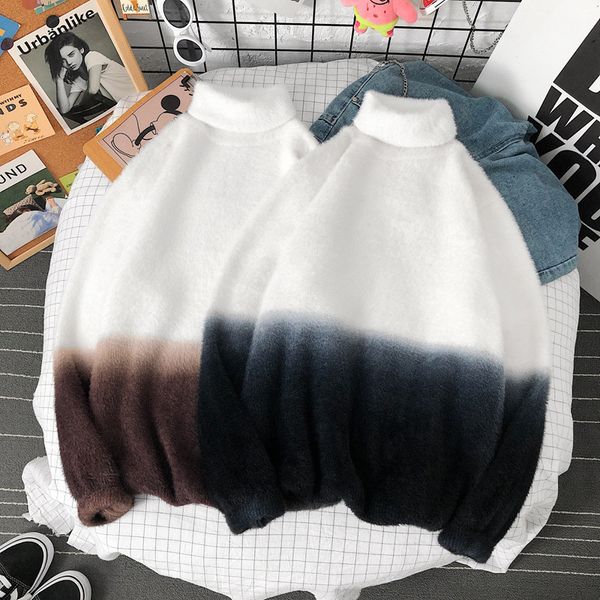 

men's sweaters aboomment of men's blouse autumn high collar, long sleeve elastic smooth, base sweaters slim fit male sweater fashi, White;black