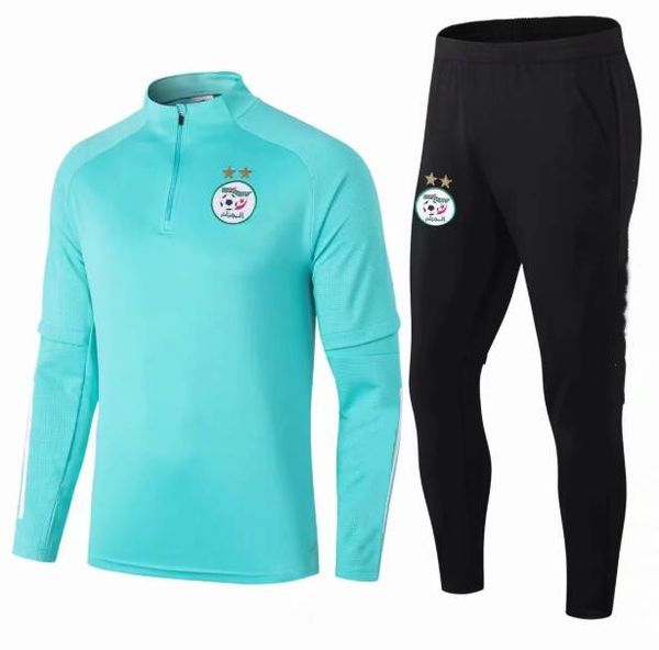 

2021 algeria men soccer tracksuit jacket survetement 20 21 maillot de foot feghoul mahrez bounedjah football training suit, Black