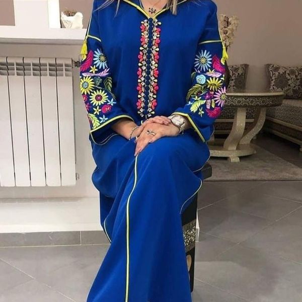 

ethnic clothing maxi dresses women jellaba moroccan embroidery floral 2021 dubai hijab kaftan fashion hooded long sleeves elegant dress, Red