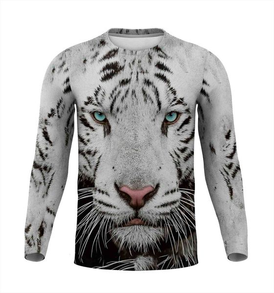 

3d full sleeve lion mens cool casual long funny tiger printed wolf, White;black