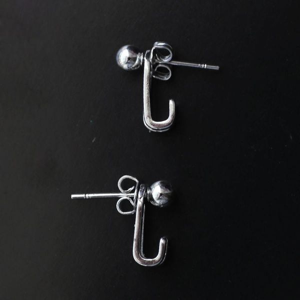 

stud retro 925 sterling silver ear pin hanging round bead buckle hook neutral earrings jewelry accessories, Golden;silver
