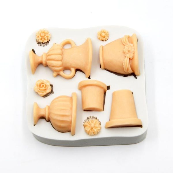 

cake tools feihuan 1pcs flower pot mold silicone fondant chocolate decorating mould fm1801