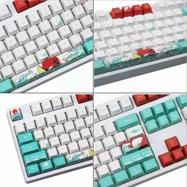 

keyboard covers 108 key japan japanese root font keycaps dye sublimation annie mx mechanical sea pbt coral cherry for ikbc keycap k6e4