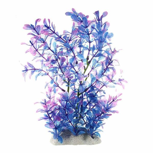 

artificial plastic water plant purple-blue deco of aquarium