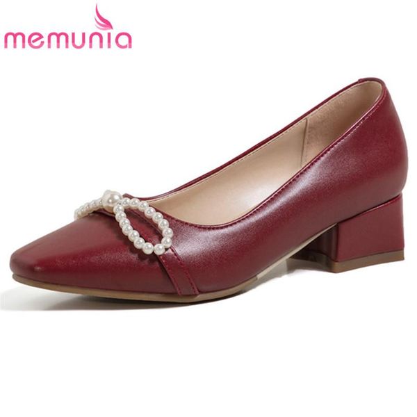 

memunia 2021 high heels single shoes women pumps pearl slip on spring summer comfortable casual shoes ladies black