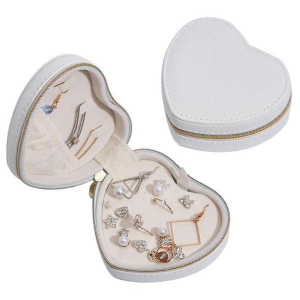 

storage bags protable earrings ring necklace jewellery zipper case gifts travel leather jewelry box organizer display