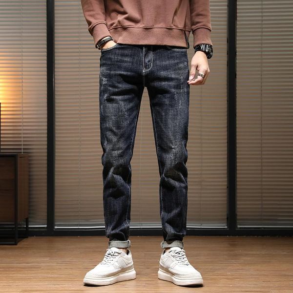 

men's jeans slim men stretch dark blue spring and autumn man brand 2021 casual denim pants trousers male guinness for cloths