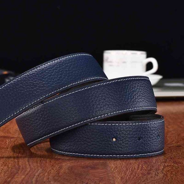 

buy 75% off belt men's litchi pattern h-shaped smooth buckle body buttonless belt middle-aged and young strip, Black;brown