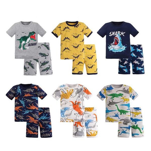 Alta qualidade puro algodão macio Crianças Sleepwear Boys / Girls Camisola bonito Pattern Crianças Noite Criança Vestido de 2-12 anos Pajama Define 211109