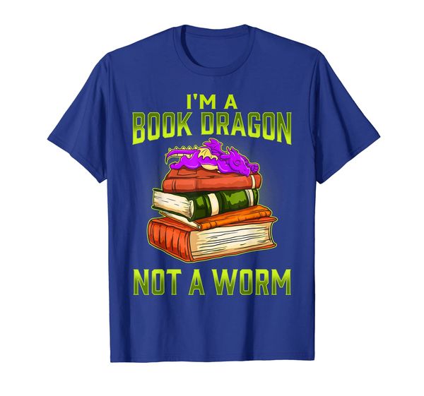 

i'm a book dragon not a worm t-shirt kids gift, White;black