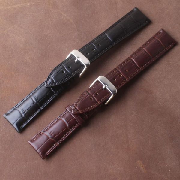 

watch bands polished leather watchbands genuine strap 14mm 16mm 18mm 19mm 20mm 21mm 22mm black brown watches accessories promotion