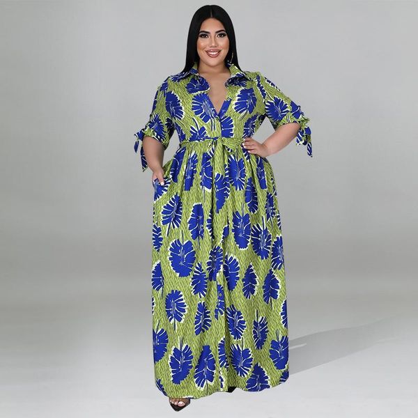 

plus size dresses xl-5xl fall clothes for women 2021 fashion half sleeve printing casual long dress wholesale dropshopping, Black