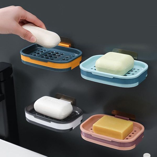 

soap dishes 1pcs soft silicone non-slip holder box bathroom drain rack multifunctional