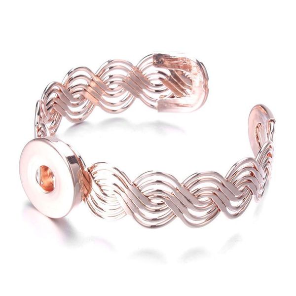 

new snap jewelry rose gold silver plated snap button bracelet bangles fit 18mm snap buttons jewelry cuff jllhiu, Golden;silver