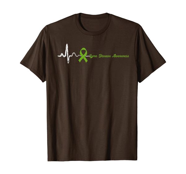 

heart beat green ribbon lyme disease awareness t-shirt, White;black