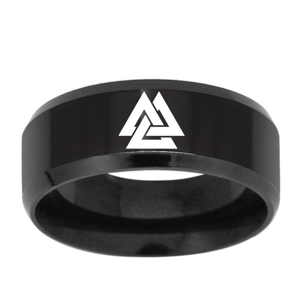 

wind men's ring viking nordic triangle symbol, Silver