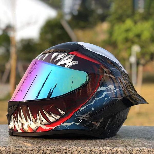 

motorcycle helmets ece approved full face helmet motorcross casque chopper casco safety with black spoiler
