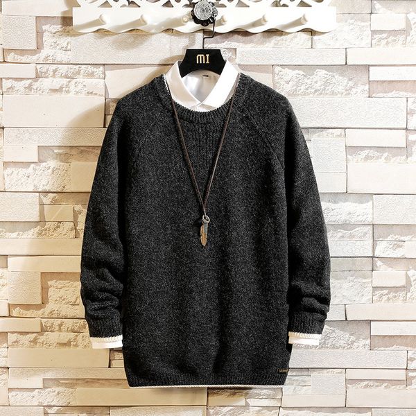 

2021 new sweaters men's black red long sleeves autumn winter pullover knitted o-neck plus oversize 5xl c3h7, White;black