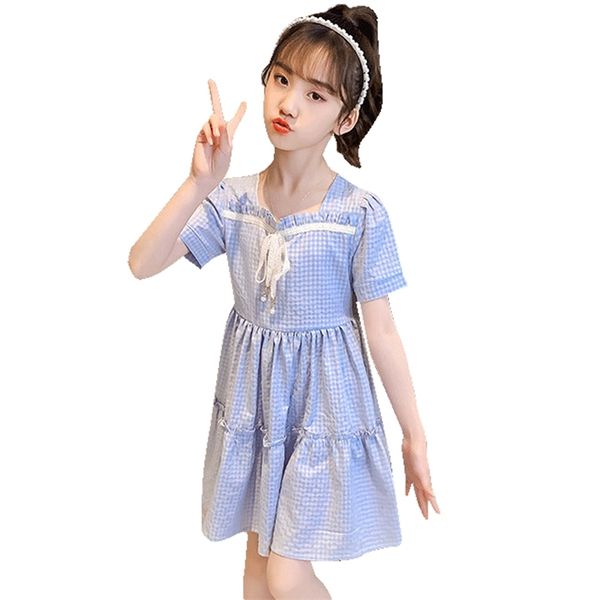 

dress girl plaid pattern girls party kids summer child casual style childrens clothing 6 8 10 12 14 210528, Red;yellow
