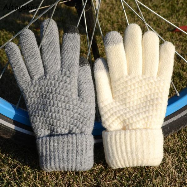 

five fingers gloves women soft warm trendy elegant all-match high-quality korean style solid leisure daily womens female lovely simple 2021, Blue;gray