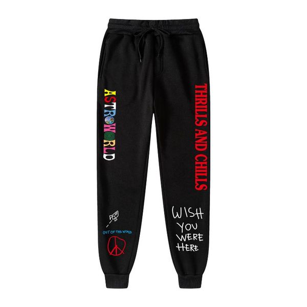 

men's pants 2021quality fleece trousers travis scoastroworld letter printed women men jogging hip hop streetwear sweatpants, Black