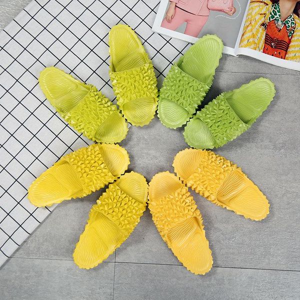 

durian sandals and slippers ladies summer home interior personality couples one word drag soft bottom men home bathroom slippers, Black