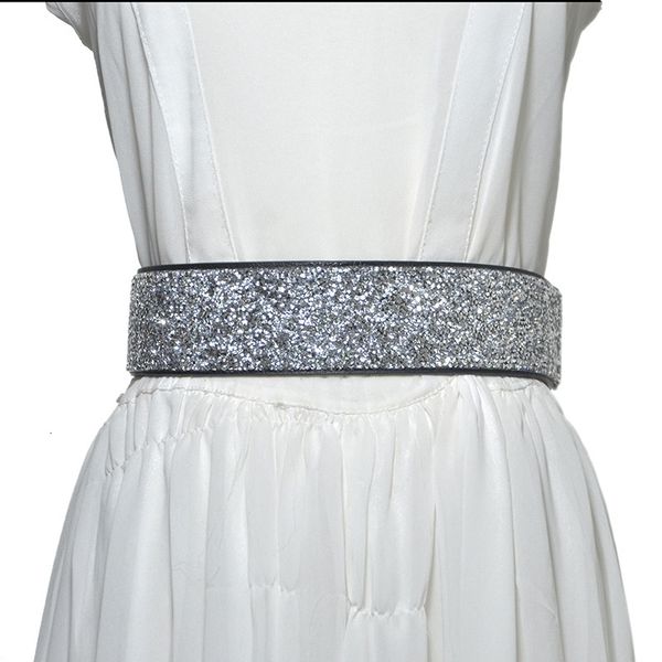 

women's rhinestone inlaid elastic belt, Black;brown