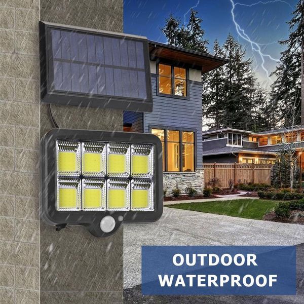 

outdoor wall lamps remote control motion sensor solar light 128/150/160led cob lamp waterproof garden home pathway street sunlight