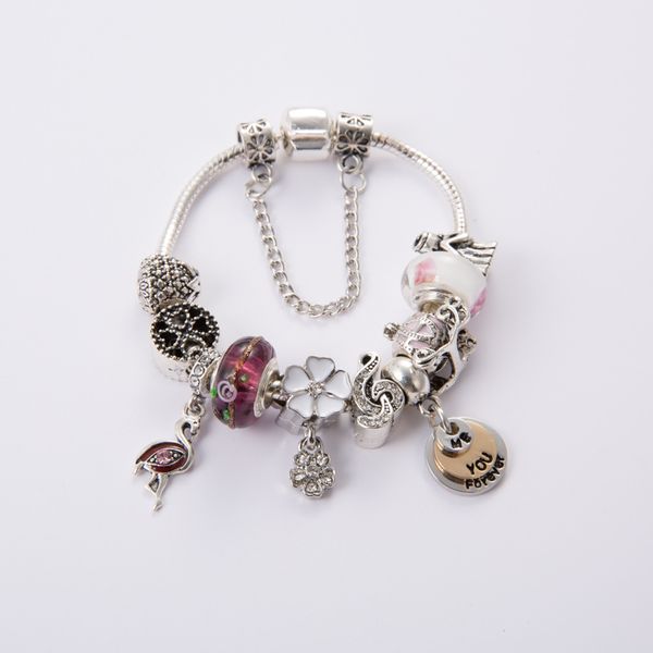 

snake bone bracelet white flower swan girl diy crystal beaded bracelet street fashion accessories wholesale, Black