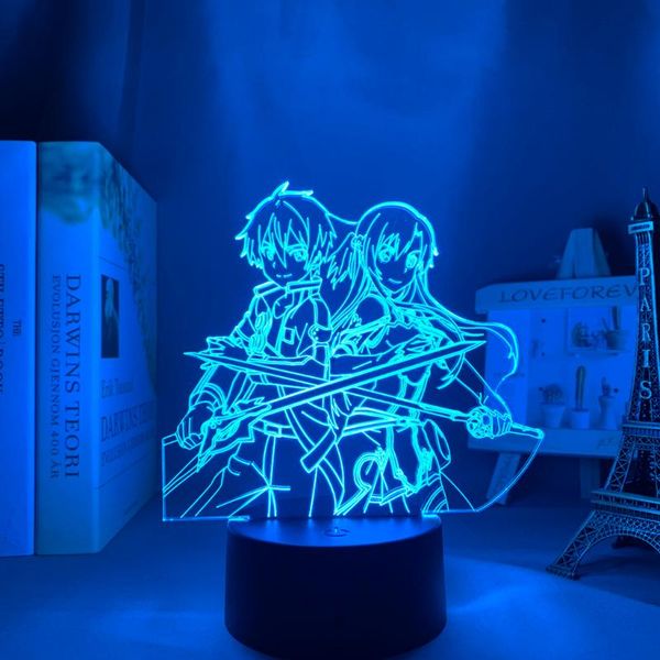 

night lights 3d led light anime sword art online kirito and asuna for bedroom decor nightlight birthday gift table lamp manga sao