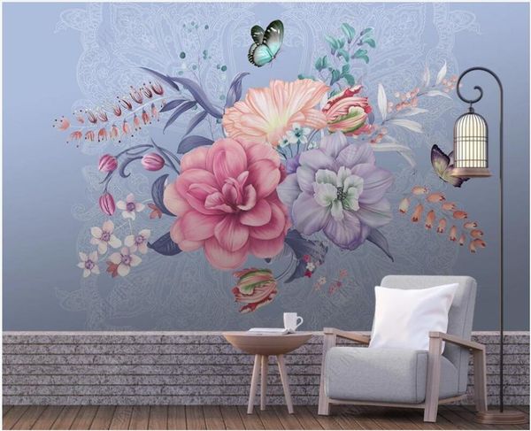 

wallpapers 3d wallpaper custom po mural european hand-painted flowers and butterflies home decor bedroom for walls in rolls