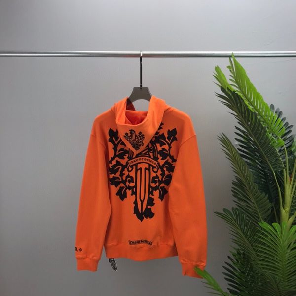 

ch autumn new and winter crowe hoodie men's coat cross sanskrit printing tide brand, Black