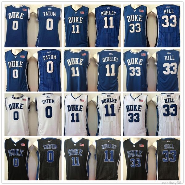 

ncaa duke blue devils jayson 0 tatum jersey blue white black 11 bobby hurley grant33 hill college university jerseys fast shipping, Black;red