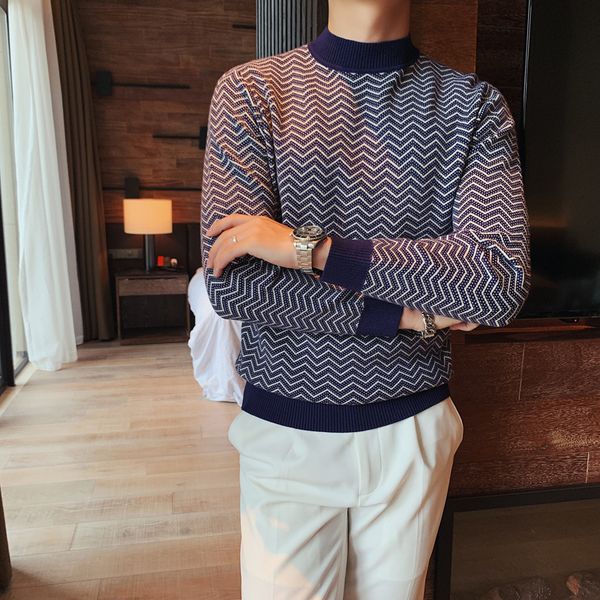 

sweater british 3colors style autumn winter fashion wave striped pullovers sweaters for men long sleeve casual pull bhs1, White;black