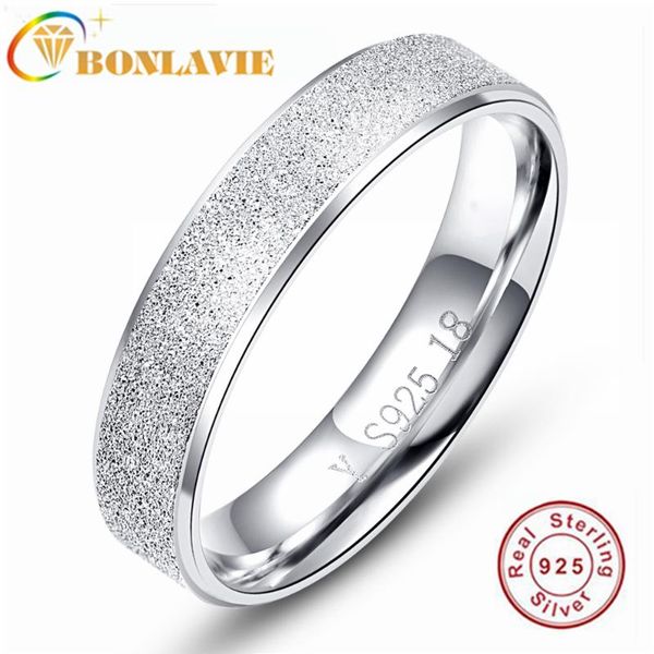

cluster rings bonlavie 925 sterling silver 5mm round surface matte finish ring for couple weeding and engagement anniversary jewelry gift, Golden;silver