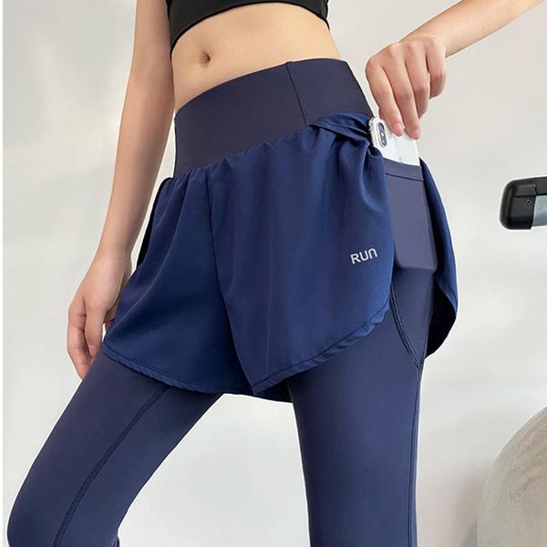 

f.dyraa gym leggings yoga pants fitness sports clothes women fake two pieces with pocket running tights high waist stretch, White;red