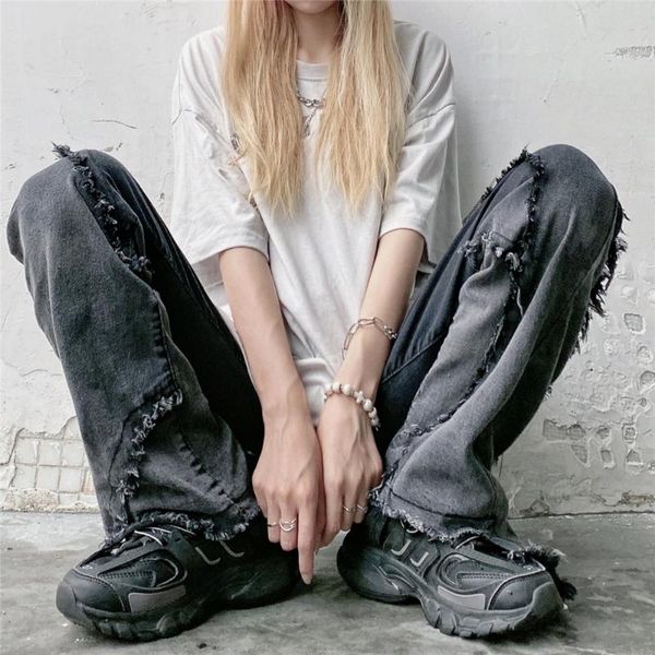 

women's jeans 2021 autumn high waist loose casual thin wide-leg pants ins street retro hip-hop denim trendy -5xl, Blue