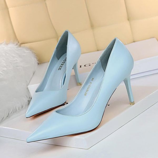 

dress shoes bigtree 7.5cm high thin heels women pumps pointed toe shallow bridal wedding ladies nude, Black