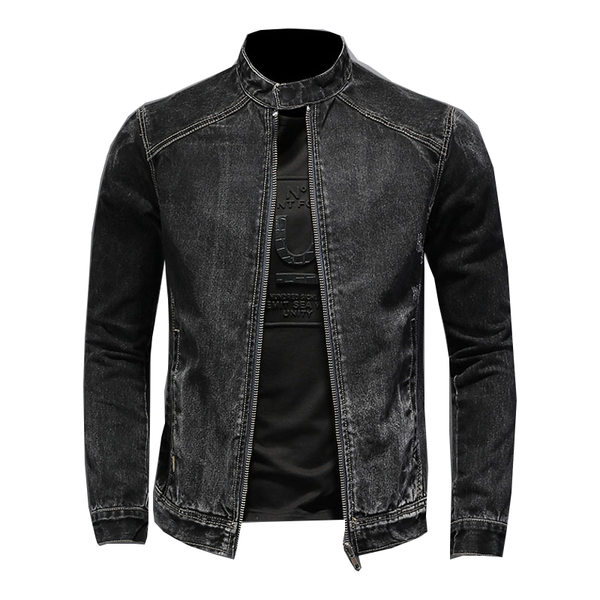 

men's jackets black denim jacket motorcycle casual retro slim streetwear spring and autumn, Black;brown