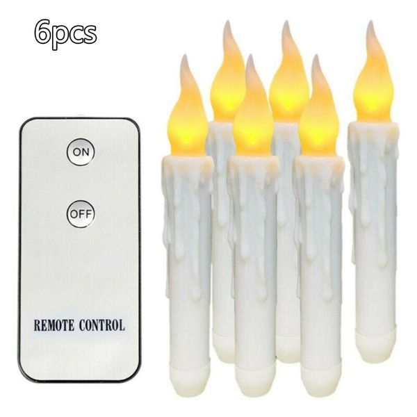 

tabledecor led taper candle xmas party remote control 6pcs battery operated candles
