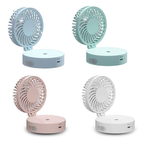 

portable summer mini handheld folding fan usb rechargeable air conditioning humidifier with colorful led night light